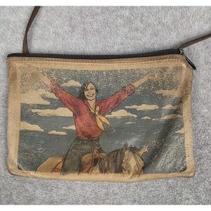 Western Cowgirl Leather Crossbody Bag Womens Brown Horse Print Purse Vintage
